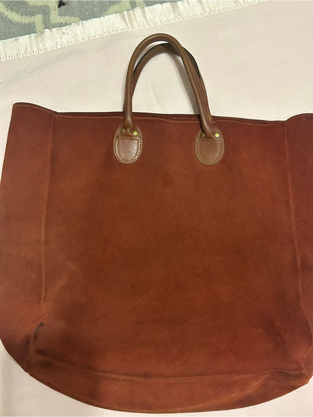 Rare VTG Brookstone Burnt Red/Brown Suede Tote